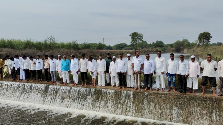 बोहाळी बंधाऱ्यातील पाण्याचे पूजन सोमनाथ आवताडे यांच्या हस्ते संपन्न