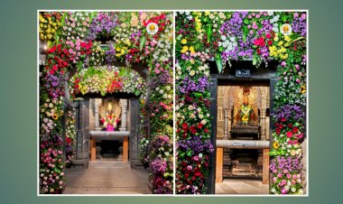 लक्ष्मीपूजन निमित्त श्री विठ्ठल-रुक्मिणी मंदिरे मध्ये भव्य फुलांची सजावट