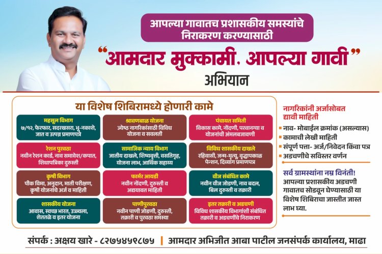 "आमदार मुक्कामी आपल्या गावी" उपक्रमांतर्गत आज आलेगाव खुर्द येथे आमदार अभिजीत आबा पाटील यांचा मुक्काम