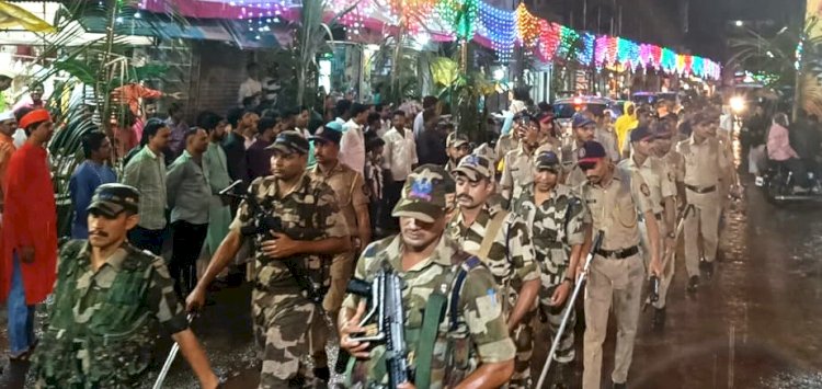 गणेशोत्सवाच्या पार्श्वभूमीवर पंढरपूर शहरात पोलिसांचे पथसंचलन