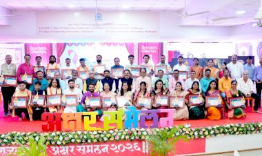 अनेक रंगांची उधळण, टाळ्या,हर्षउल्हासाने अक्षर संमेलन संपन्न ;  30 कलाकारांना राज्यस्तरीय अक्षर गौरव पुरस्कार 